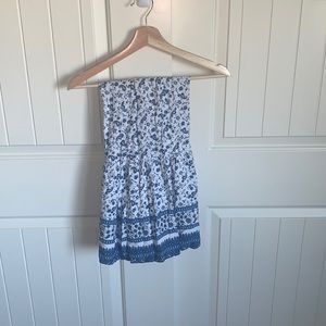 Blue and white midi skirt